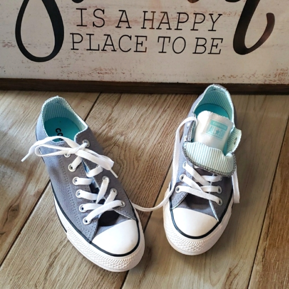 Converse Chuck Taylor All Star Womens Size 7 Gray Double Tongue Lace Up Shoes